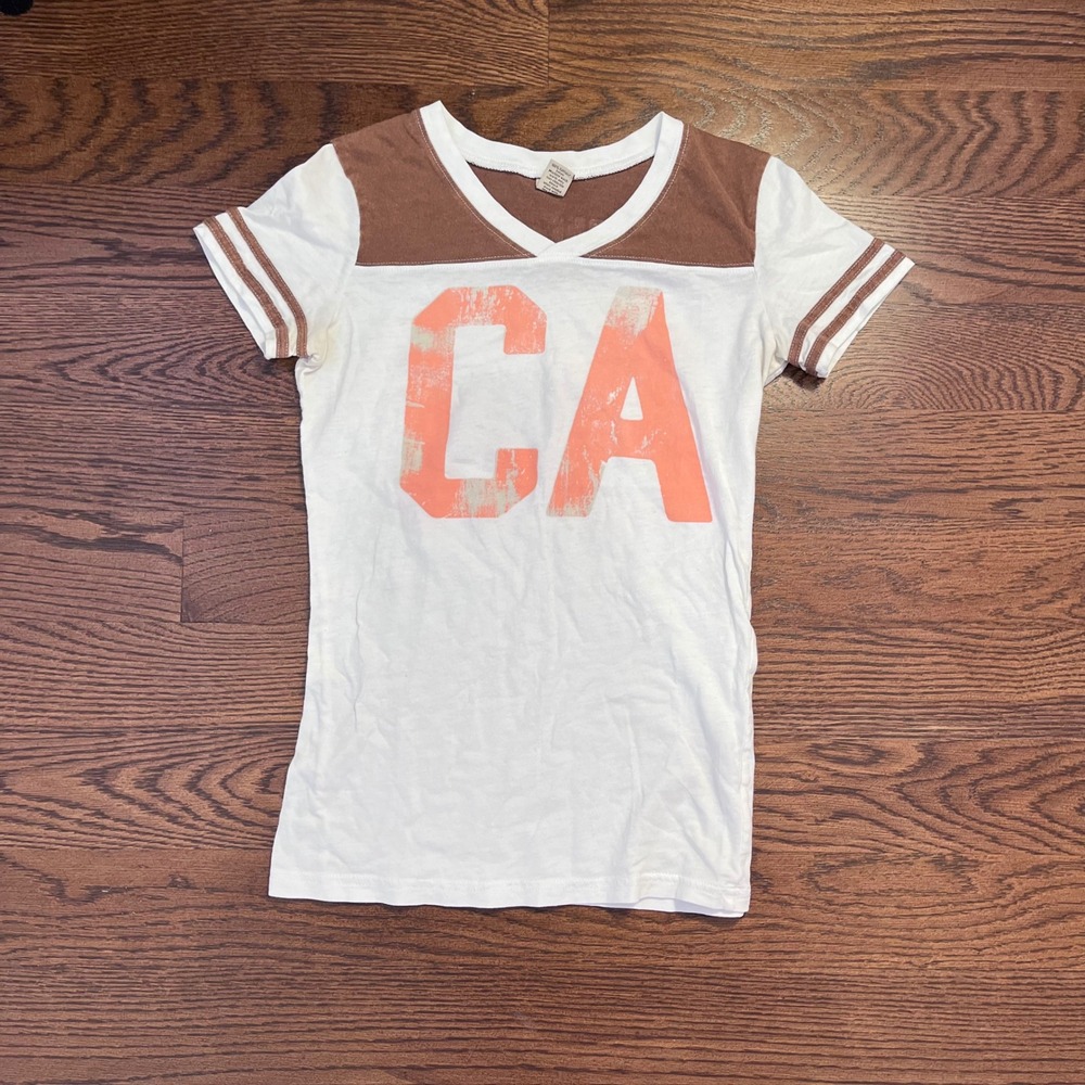 y2k vintage hollister white & red graphic california top medium